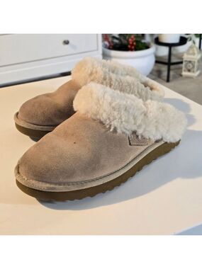 UGG Beige Shearling-Lined Slippers